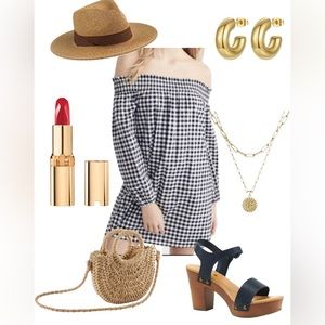 😌NWT Abercrombie & Fitch Navy Gingham Dress